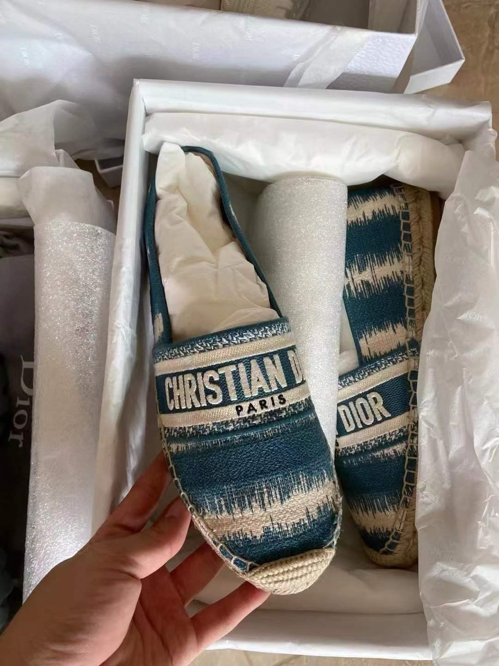 Dior Blue and Cream Christian Dior Espadrilles